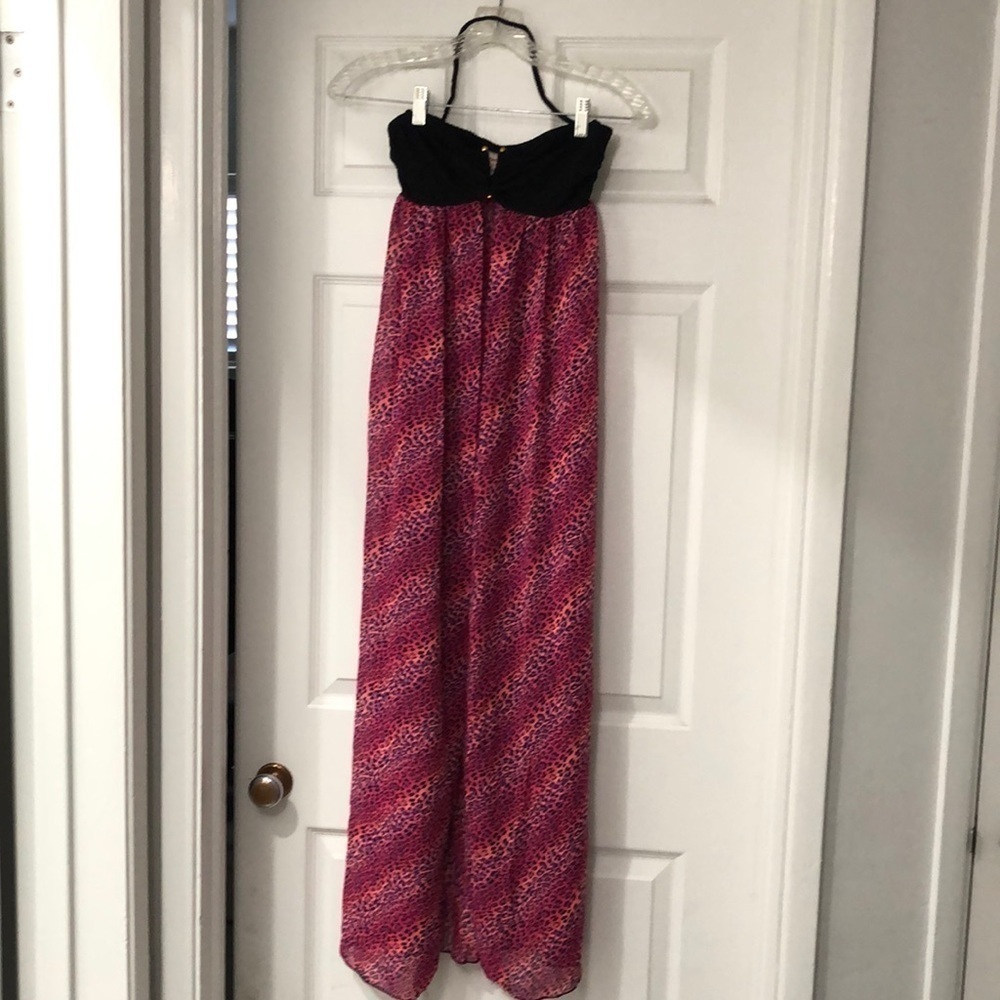 Bongo Swim Coverup Flowy Pink Leopard Print Dress Size Small